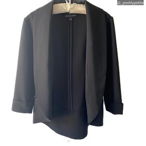 Harlowe & Graham turn down collar jacket black 3/4 sleeve high-low blazer